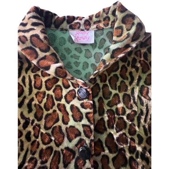 Leopard Jacket Fun iridescent green. Velveteen Metallic XL Jacket Brown Green - Picture 6 of 11